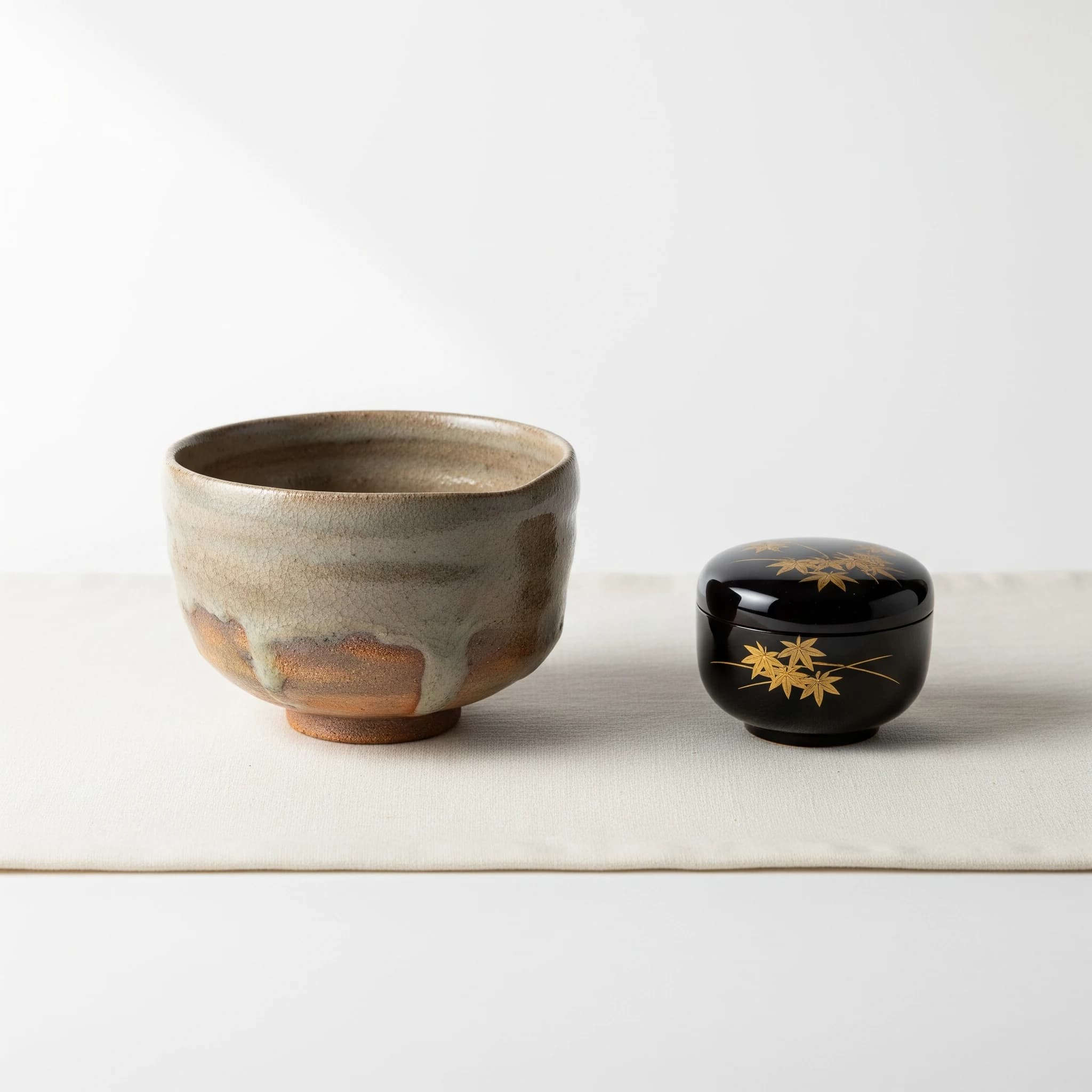 茶碗と掛軸の静物